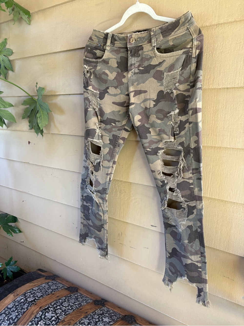 Zara Olive and Brown Camo Skinny Jeans